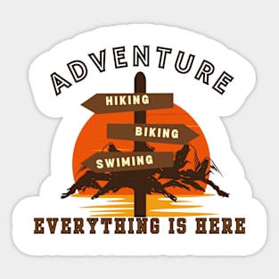 Adventure hiking, biking, swimming Sticker